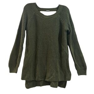 Women’s Olive Green Long Sleeve Tunic Knit Warm Sweater Medium